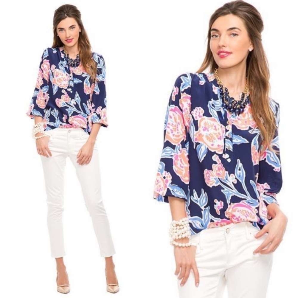 Lilly Pulitzer Alexandra Top in Bright Pom Poms